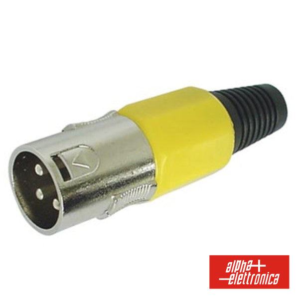 Ficha Xlr 3P Macho Amarela C/ Blindagem E Bloqueio - NOVEDUC Equipamento Laboratório e Formação Profissional