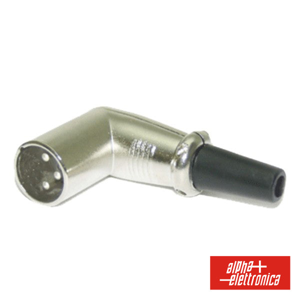 Ficha Xlr 3P Macho Niquelada 90º Proteção Cabo Borracha - NOVEDUC Equipamento Laboratório e Formação Profissional