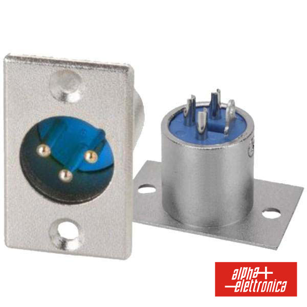 Ficha Xlr 3P Macho Niquelada Painel - NOVEDUC Equipamento Laboratório e Formação Profissional
