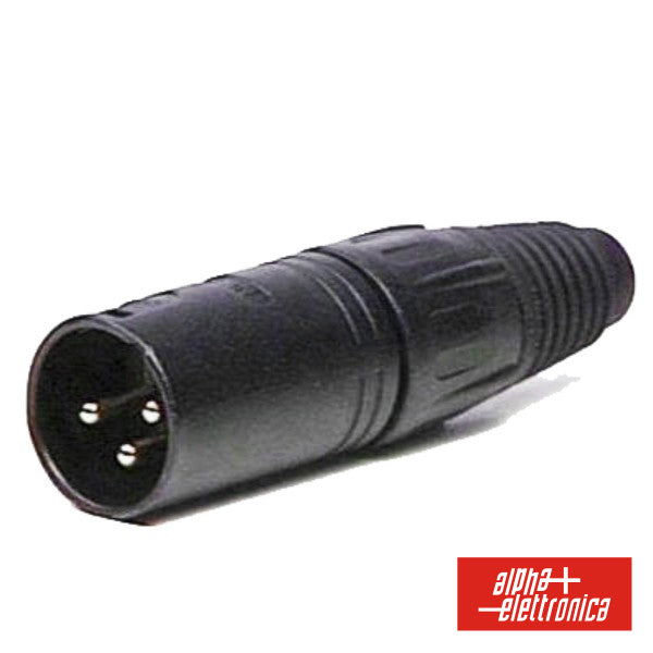 Ficha Xlr 3P Macho Preta C/ Blindagem E Bloqueio - NOVEDUC Equipamento Laboratório e Formação Profissional