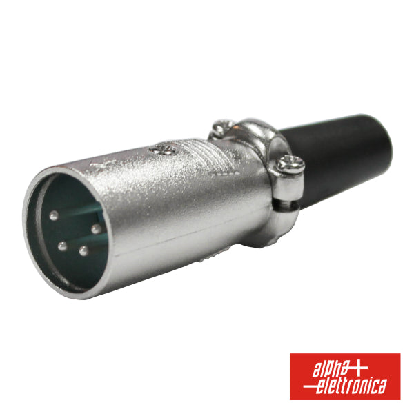 Ficha Xlr 4P Macho Niquelada Proteção Bloqueio - NOVEDUC Equipamento Laboratório e Formação Profissional