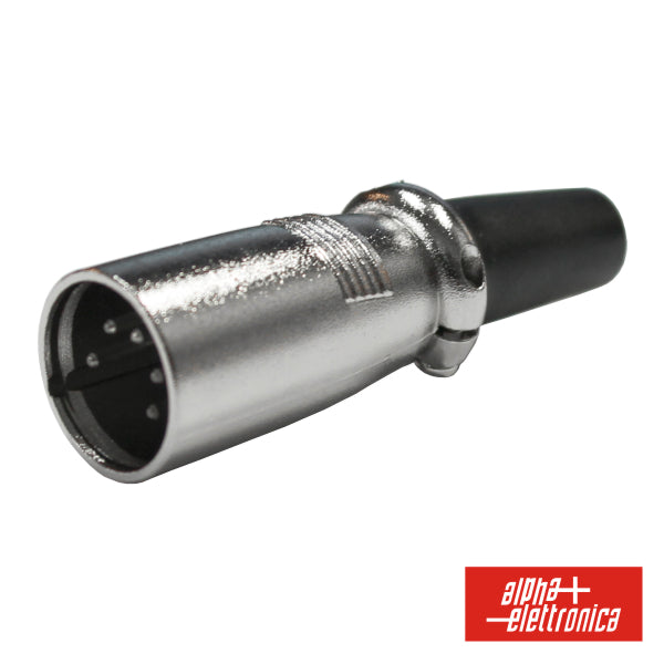 Ficha Xlr 5P Macho Niquelada Proteção Bloqueio - NOVEDUC Equipamento Laboratório e Formação Profissional