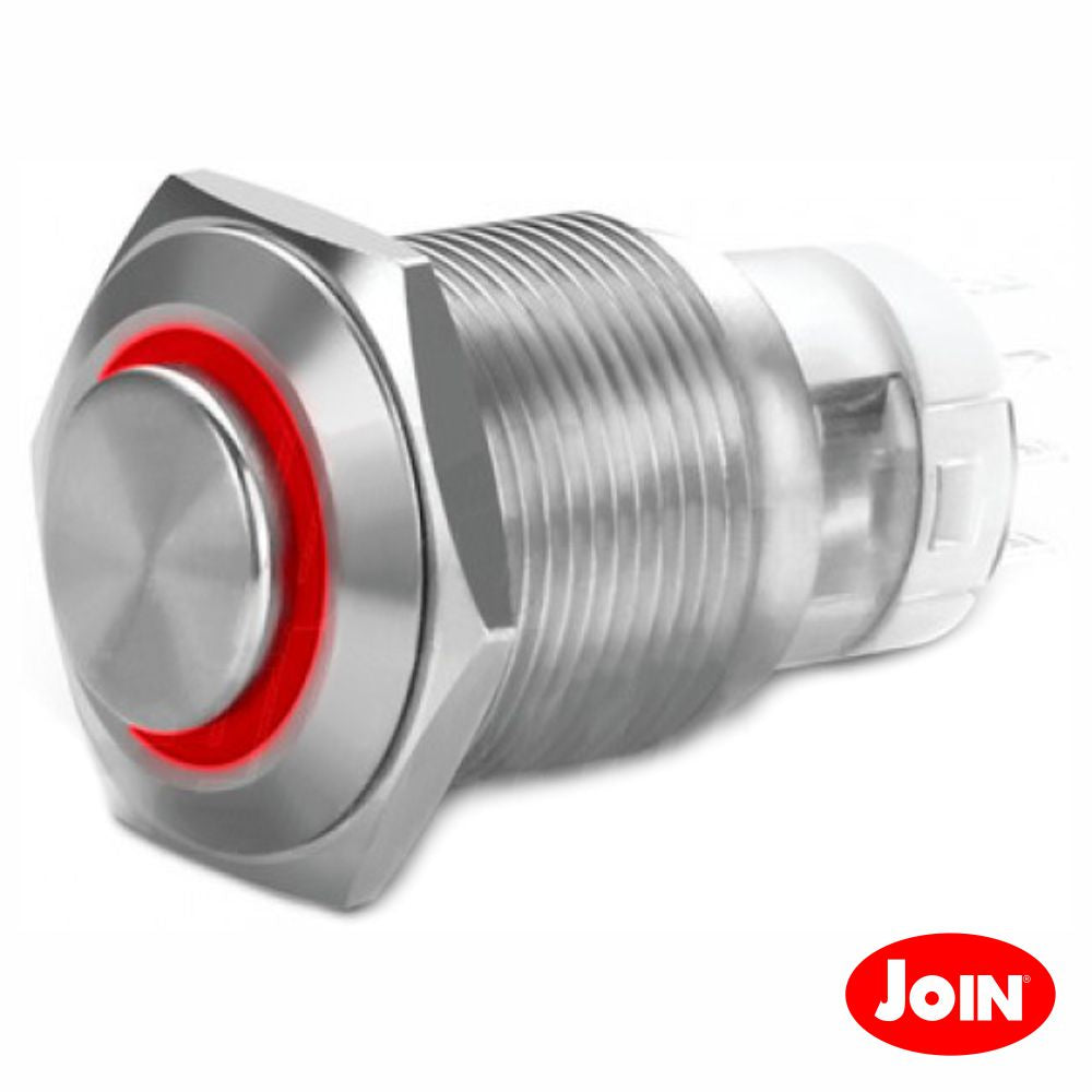 Interruptor Redondo De Metal 12V Preto Vermelho - NOVEDUC Equipamento Laboratório e Formação Profissional