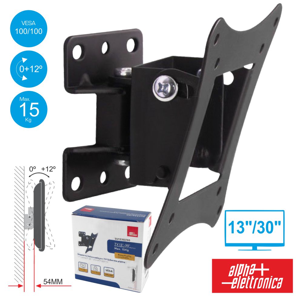 Suporte Lcd/Led 13/30" +0º/-12º Vesa 100/100 15Kg Alpha - NOVEDUC Equipamento Laboratório e Formação Profissional