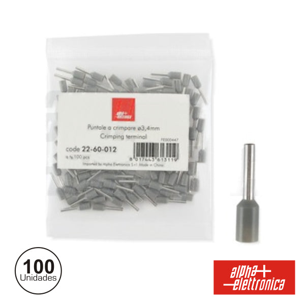 Terminal Ponteira Isolado 3.4Mm 100X Cinza - NOVEDUC Equipamento Laboratório e Formação Profissional