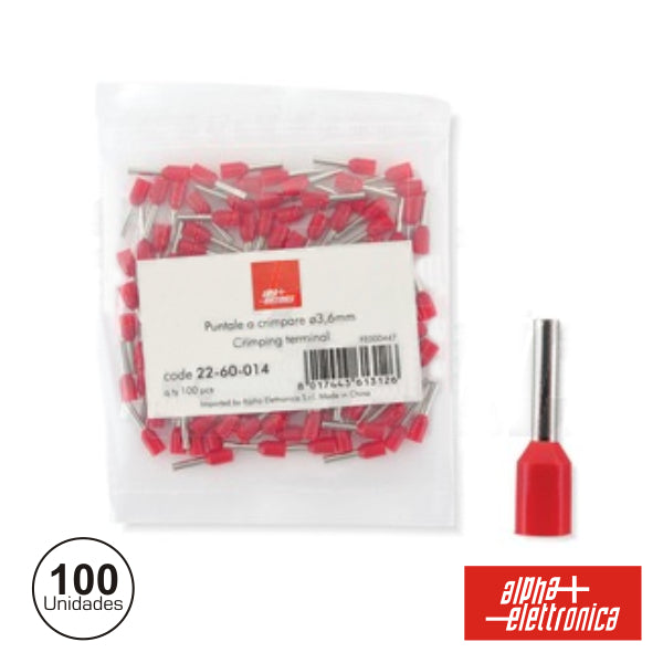 Terminal Ponteira Isolado 3.6Mm 100X Vermelho - NOVEDUC Equipamento Laboratório e Formação Profissional