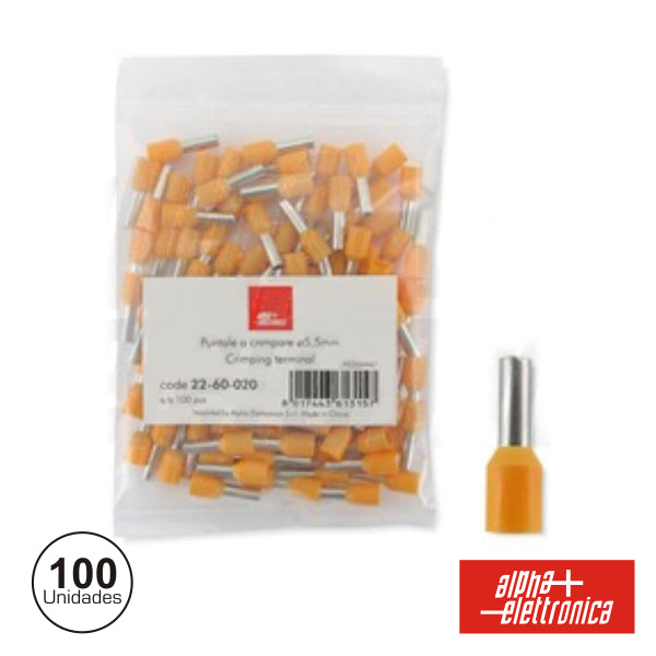 Terminal Ponteira Isolado 5.5Mm 100 X Amarelo - NOVEDUC Equipamento Laboratório e Formação Profissional