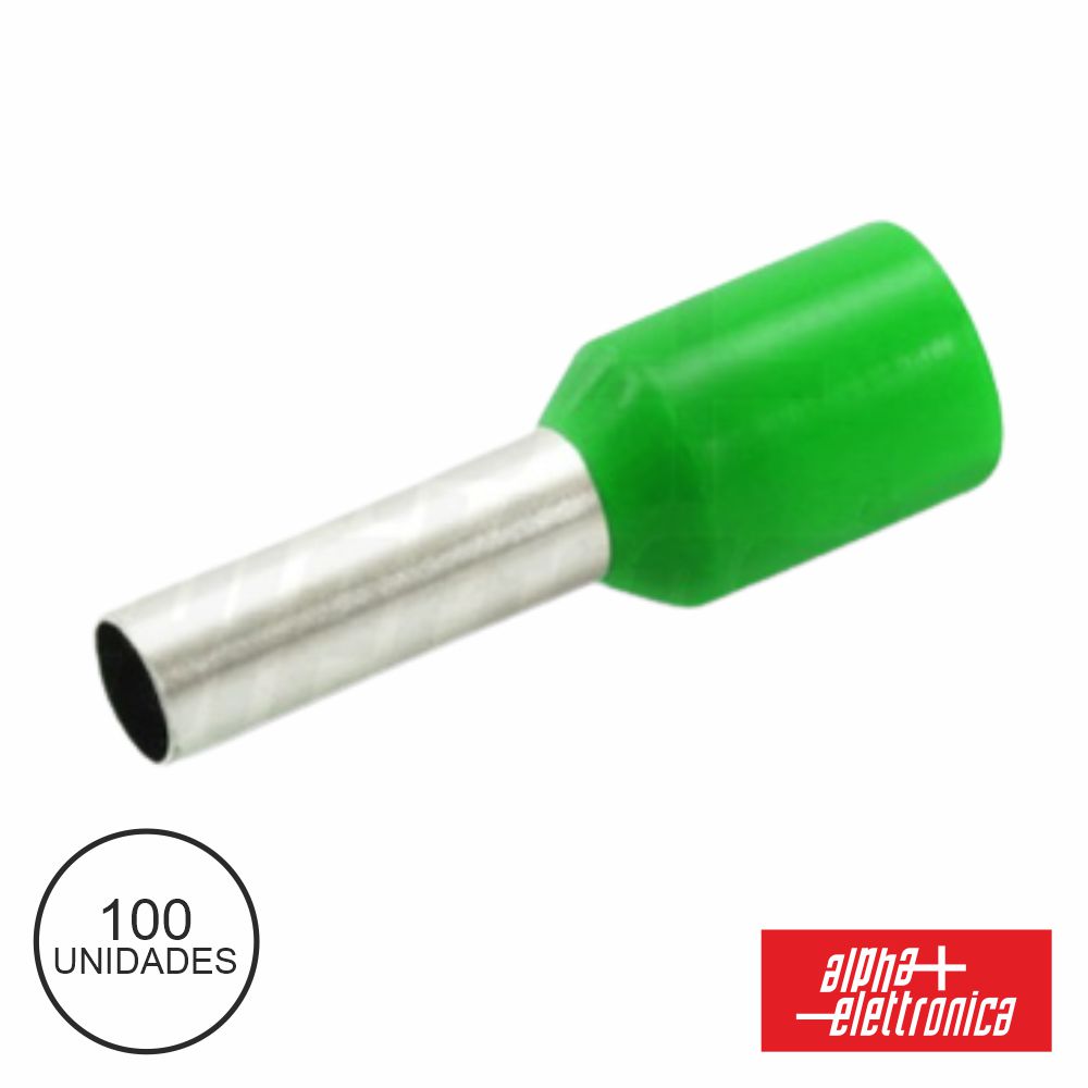 Terminal Ponteira Isolado 6Mm 100X Verde Alpha - NOVEDUC Equipamento Laboratório e Formação Profissional