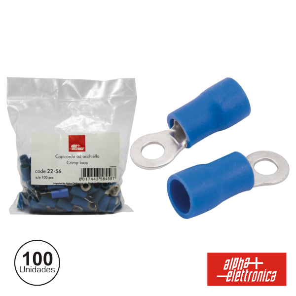 Terminal Redondo Isolado 3.7Mm 100X Azul - NOVEDUC Equipamento Laboratório e Formação Profissional