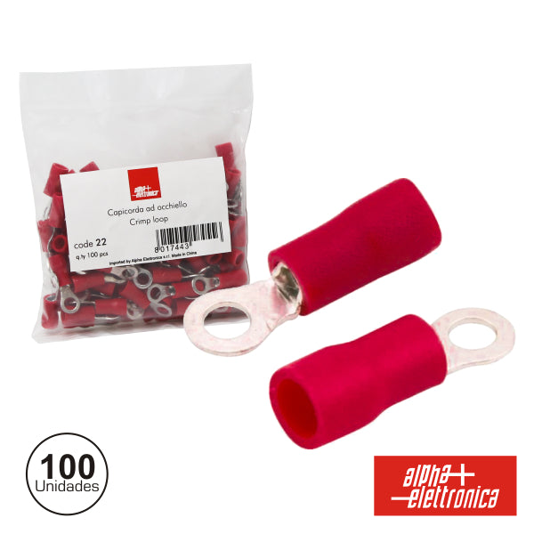 Terminal Redondo Isolado 6.5Mm 100X Vermelho - NOVEDUC Equipamento Laboratório e Formação Profissional