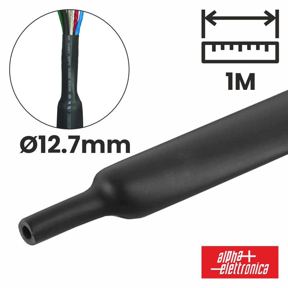 Tubo Manga Termoretráctil 12.7Mm 1M Preto Alpha - NOVEDUC Equipamento Laboratório e Formação Profissional