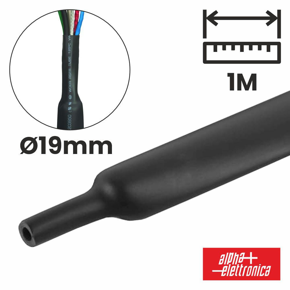 Tubo Manga Termoretráctil 19Mm 1M Preto Alpha - NOVEDUC Equipamento Laboratório e Formação Profissional