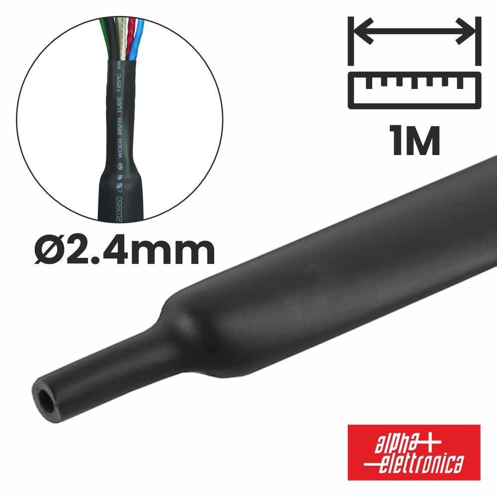 Tubo Manga Termoretráctil 2.4Mm 1M Preto Alpha - NOVEDUC Equipamento Laboratório e Formação Profissional