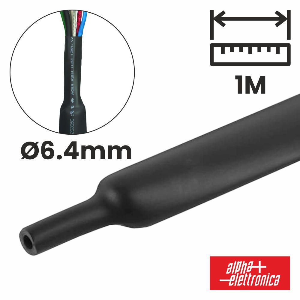 Tubo Manga Termoretráctil 6.4Mm 1M Preto Alpha - NOVEDUC Equipamento Laboratório e Formação Profissional