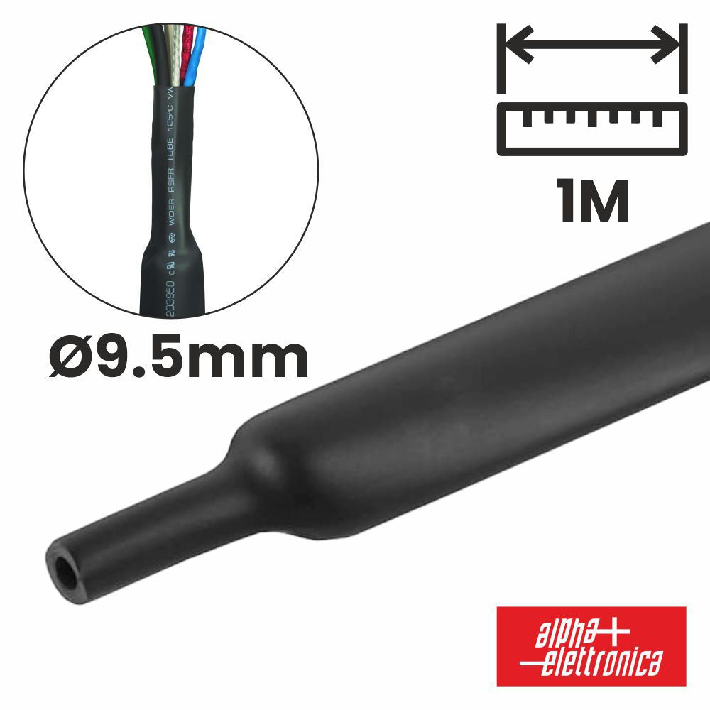 Tubo Manga Termoretráctil 9.5Mm 1M Preto Alpha - NOVEDUC Equipamento Laboratório e Formação Profissional