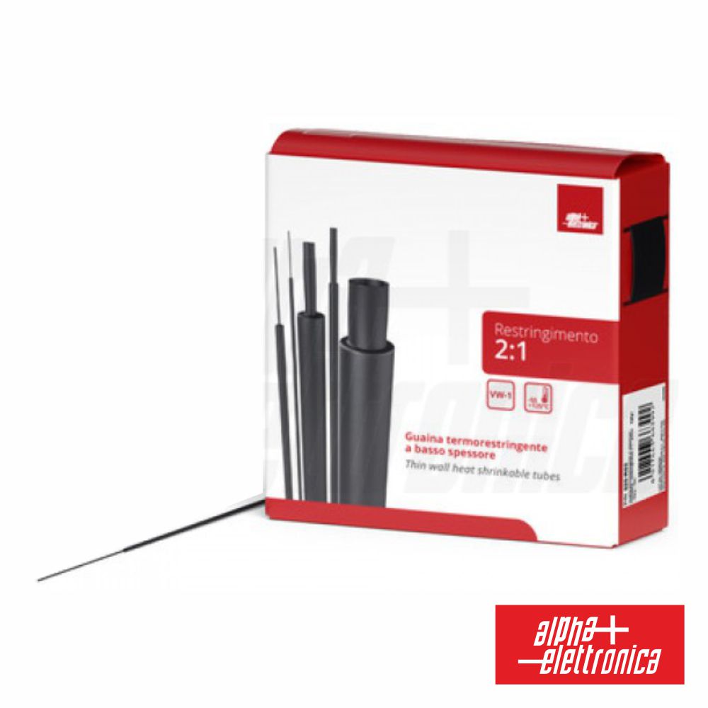 Tubo Manga Termoretráctil Ø1.6Mm 10M Preto Alpha - NOVEDUC Equipamento Laboratório e Formação Profissional