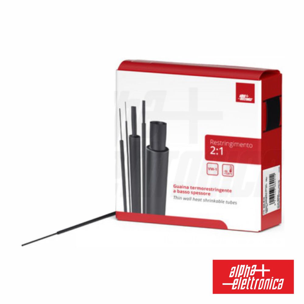 Tubo Manga Termoretráctil Ø3.2Mm 10M Preto Alpha - NOVEDUC Equipamento Laboratório e Formação Profissional