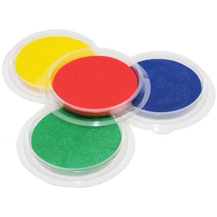 12 almofadas de tinta coloridas da marca Asco Celda, exibindo cores vibrantes e variadas sobre uma superfície branca.