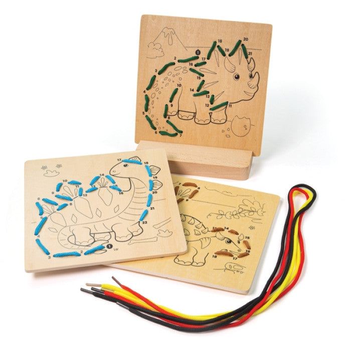 Blocos em madeira p/ interlaçar  - Dinosauros - NOVEDUC Equipamento Laboratório e Formação Profissional