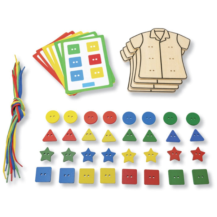 Conjunto de roupas e butões para interlaçar - NOVEDUC Equipamento Laboratório e Formação Profissional