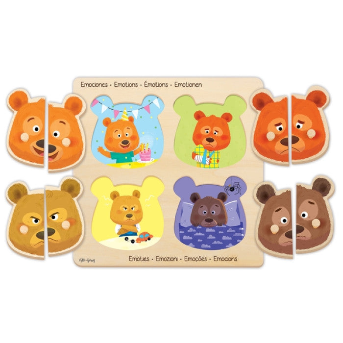Puzzle das Emoções em madeira - O Urso - NOVEDUC Equipamento Laboratório e Formação Profissional