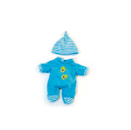 Pijama de Inverno Azul para Boneco Bebé 21cm