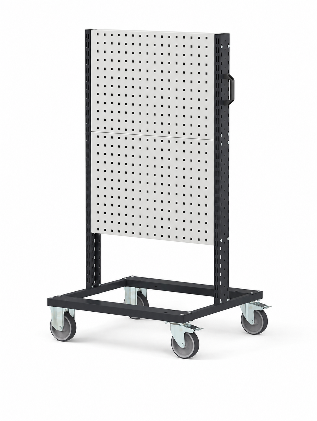 Carro móvel Noveduc para transporte de ferramentas com painel perfurado, ideal para organizar e acessar ferramentas facilmente.