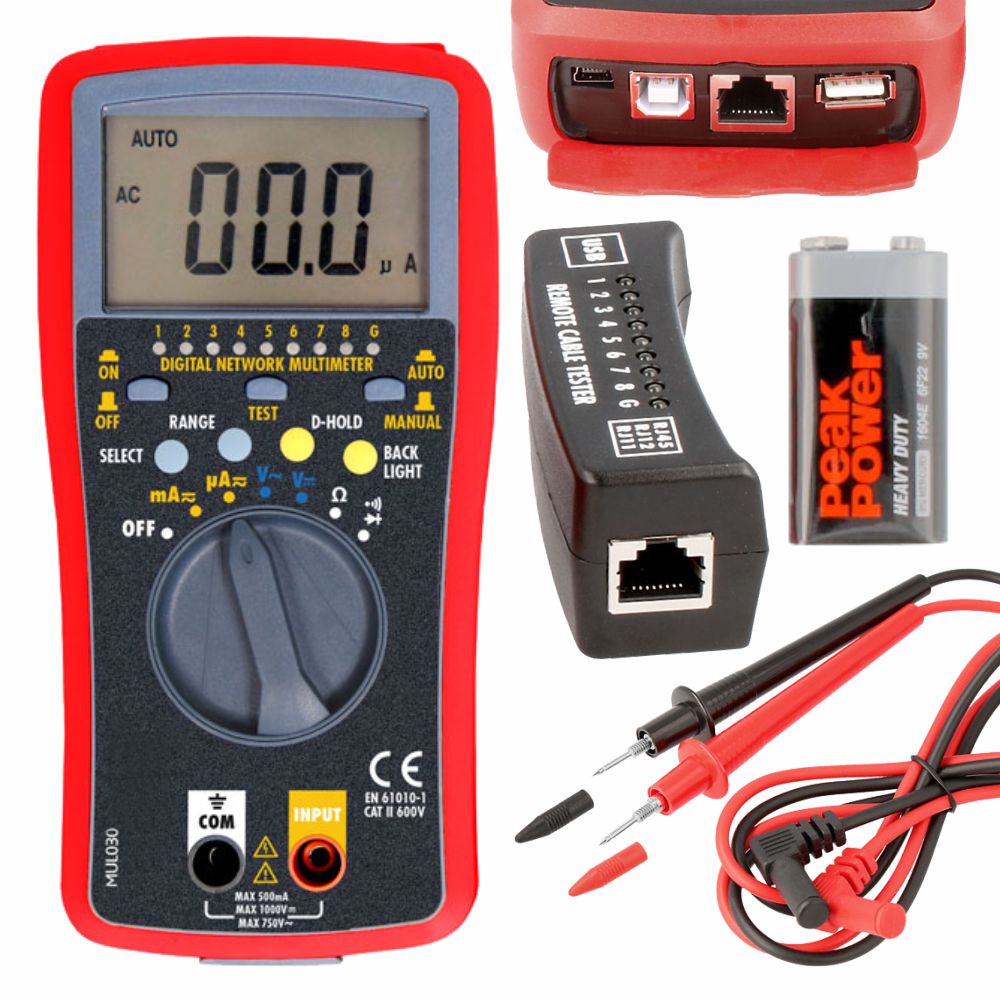 Multímetro Digital  Testador Redes/Linhas - NOVEDUC Equipamento Laboratório e Formação Profissional