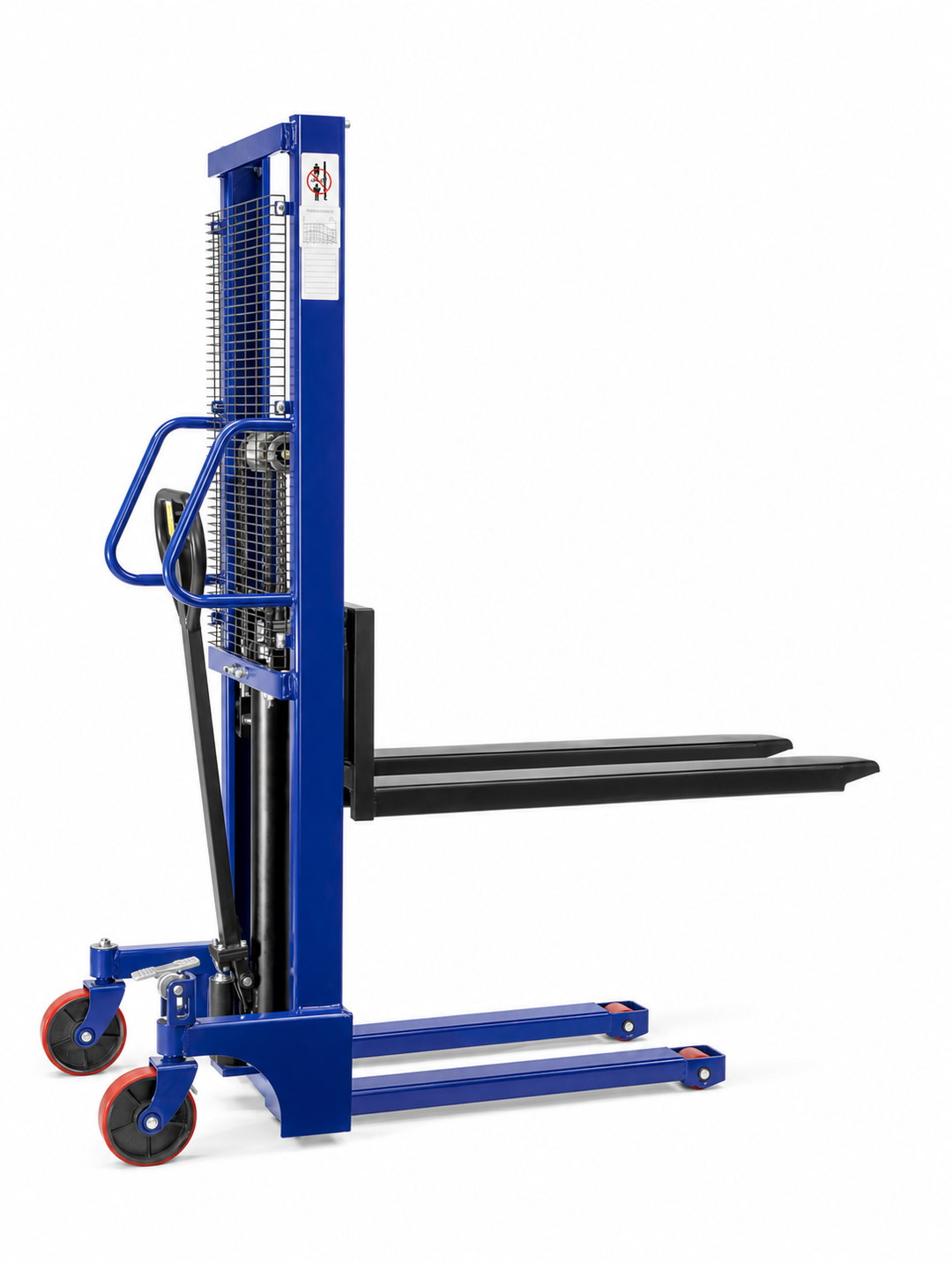 Empilhador manual Noveduc de 1000 kg com elevação até 1600 mm para movimentação de cargas.