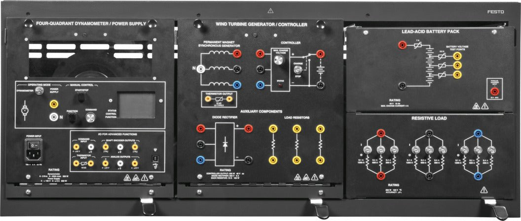 Sistema de aprendizagem de geração de eletricidade de energia eólica em pequena escala LabVolt Series 8010 - 3 - NOVEDUC Equipamento Laboratório e Formação Profissional1218010 - 3