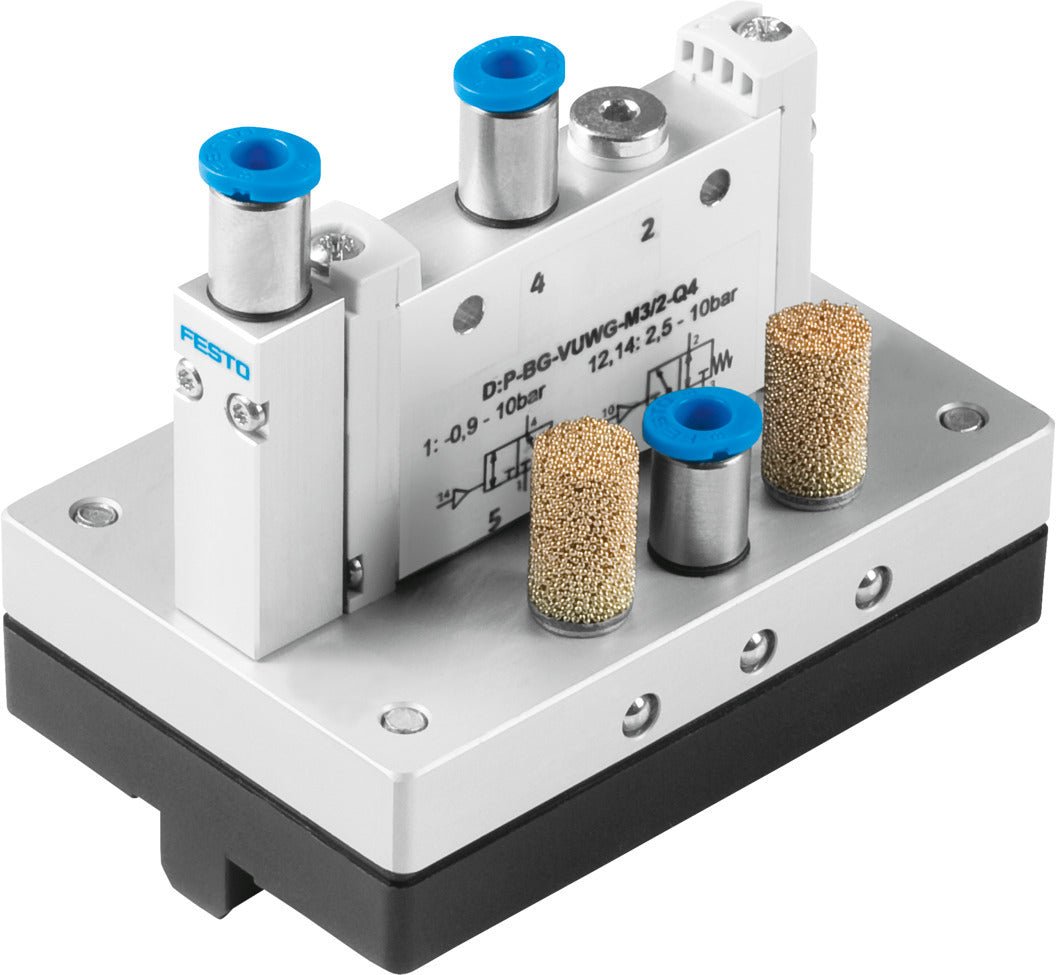 Válvula de 3/2 vias, acionada pneumaticamente de um lado - NOVEDUC Equipamento Laboratório e Formação Profissional576302