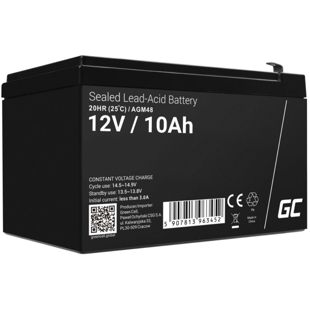 Bateria Chumbo Gel Agm 12V 10A Green Cell - NOVEDUC Equipamento Laboratório e Formação Profissional