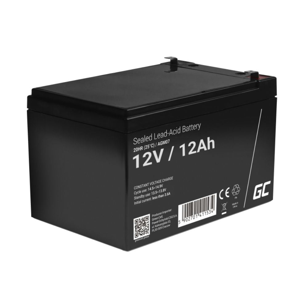 Bateria Chumbo Gel Agm 12V 12A Green Cell - NOVEDUC Equipamento Laboratório e Formação Profissional