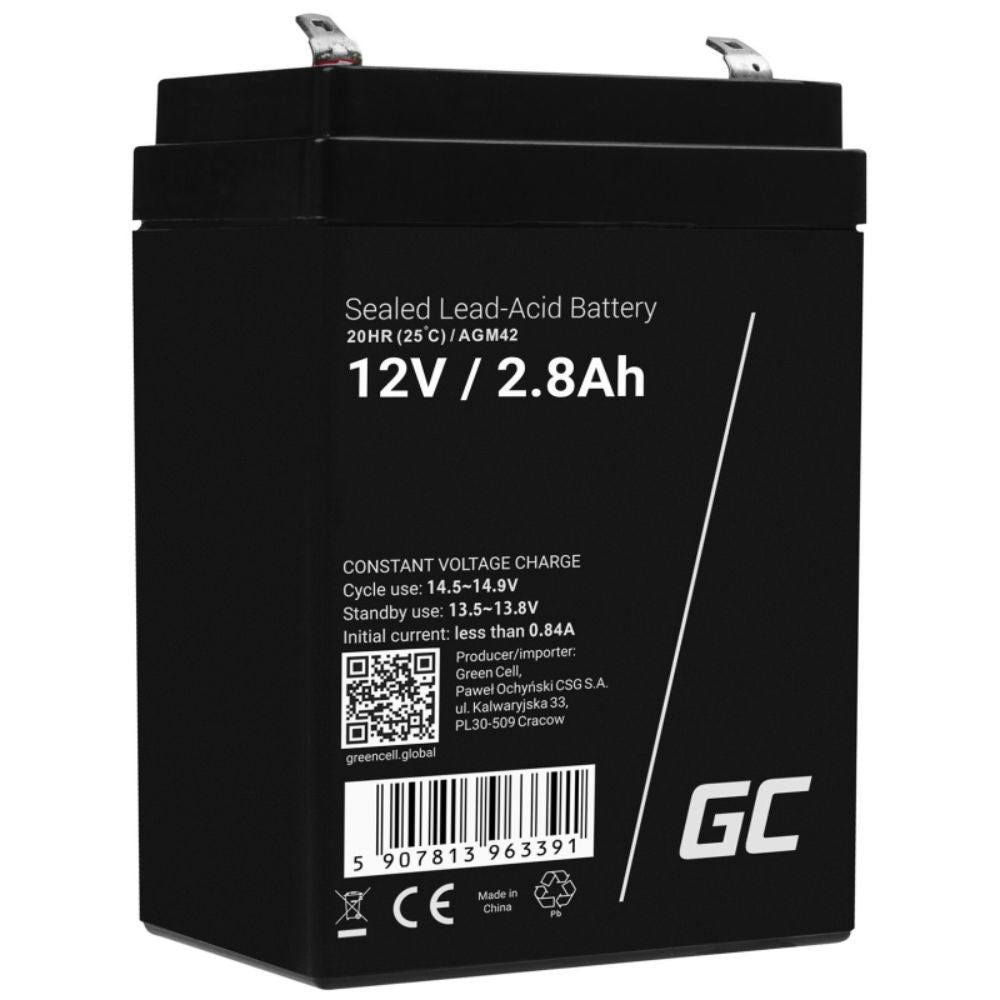 Bateria Chumbo Gel Agm 12V 2.8A Green Cell - NOVEDUC Equipamento Laboratório e Formação Profissional