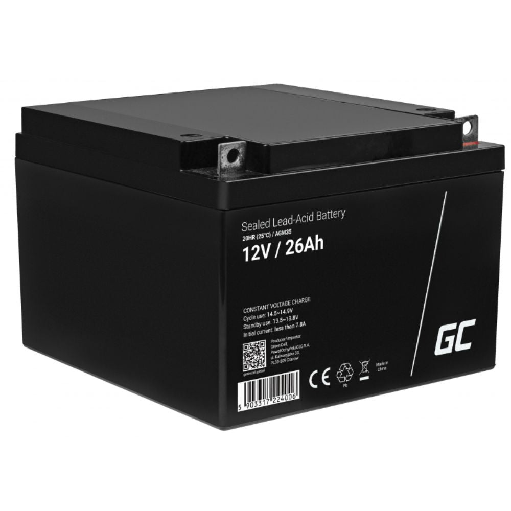 Bateria Chumbo Gel Agm 12V 26A Green Cell - NOVEDUC Equipamento Laboratório e Formação Profissional