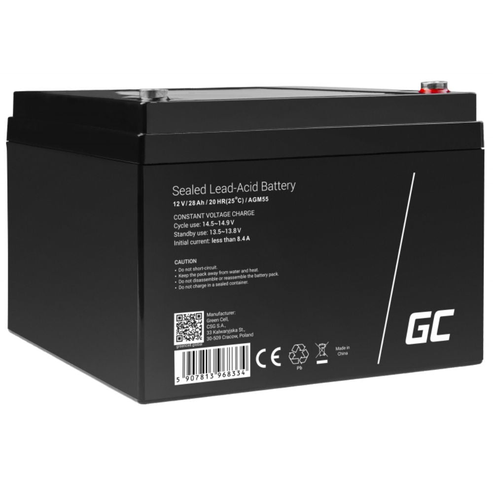 Bateria Chumbo Gel Agm 12V 28A Green Cell - NOVEDUC Equipamento Laboratório e Formação Profissional