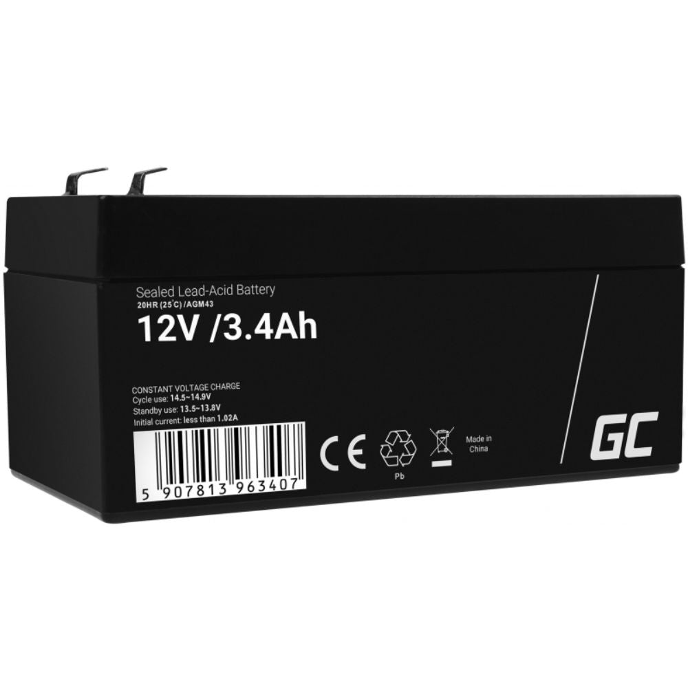 Bateria Chumbo Gel Agm 12V 3.4A Green Cell - NOVEDUC Equipamento Laboratório e Formação Profissional