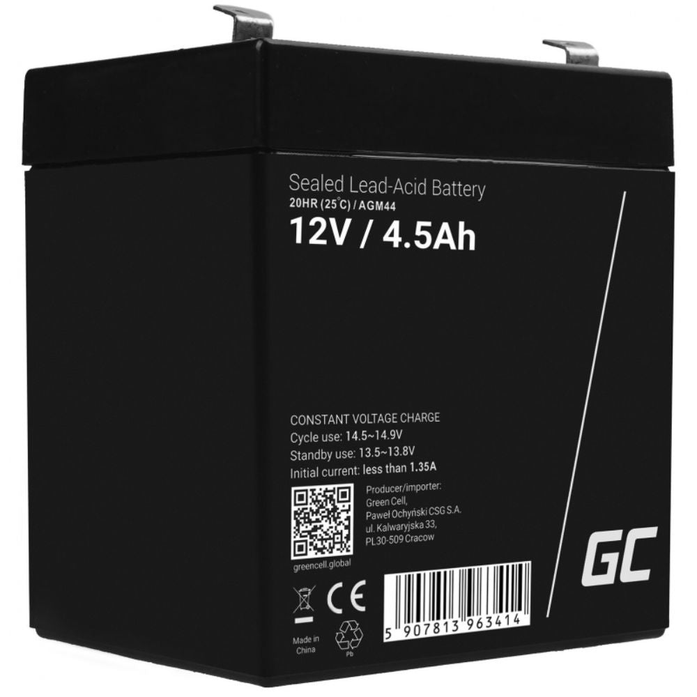 Bateria Chumbo Gel Agm 12V 4.5A Green Cell - NOVEDUC Equipamento Laboratório e Formação Profissional