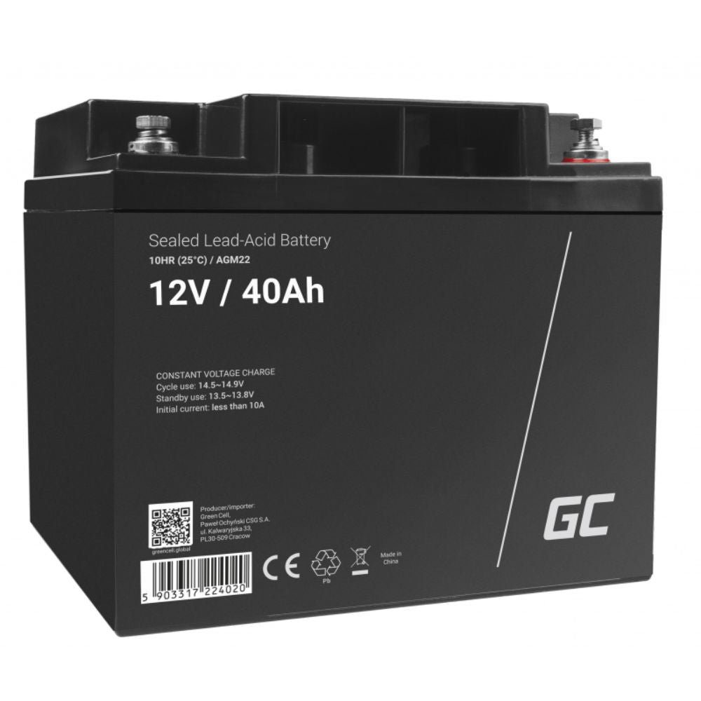 Bateria Chumbo Gel Agm 12V 40A Green Cell - NOVEDUC Equipamento Laboratório e Formação Profissional