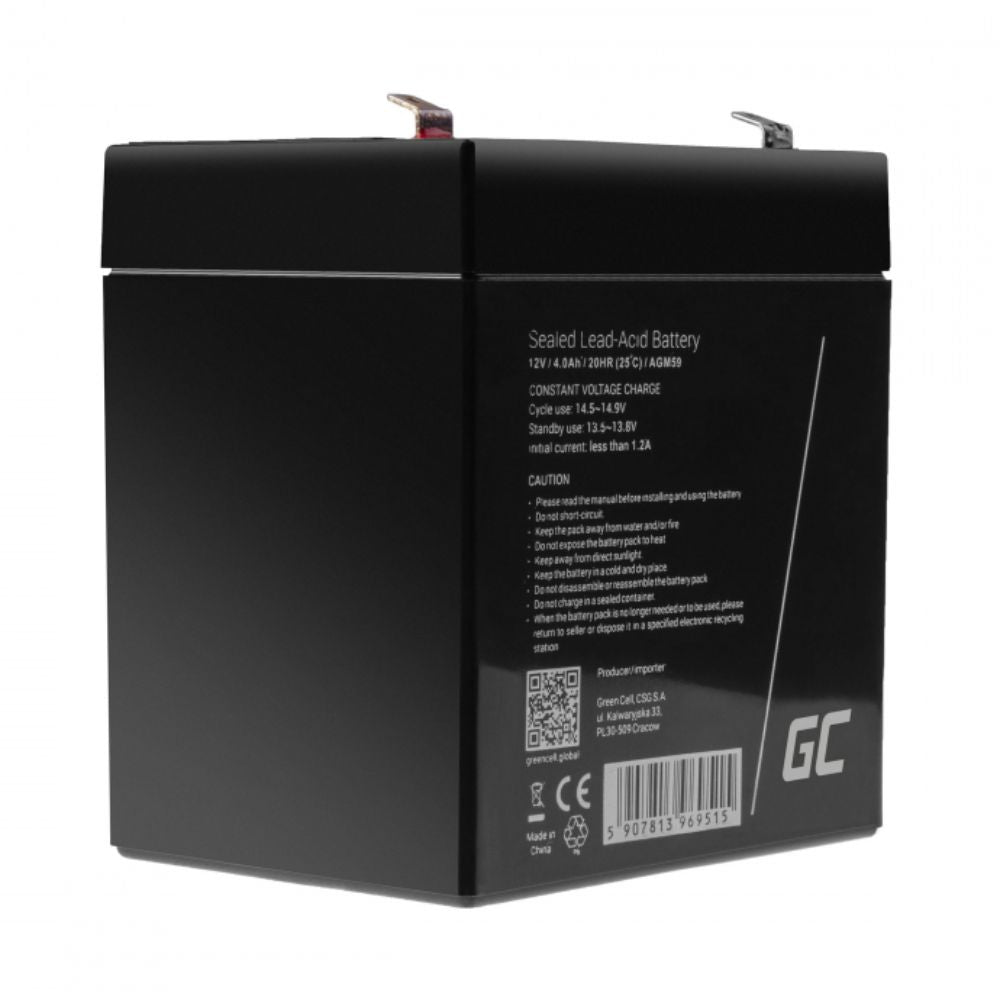 Bateria Chumbo Gel Agm 12V 4A Green Cell - NOVEDUC Equipamento Laboratório e Formação Profissional