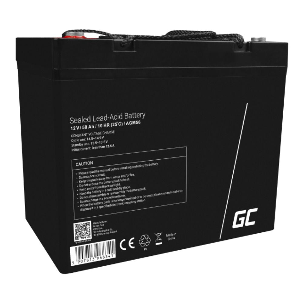 Bateria Chumbo Gel Agm 12V 50A Green Cell - NOVEDUC Equipamento Laboratório e Formação Profissional