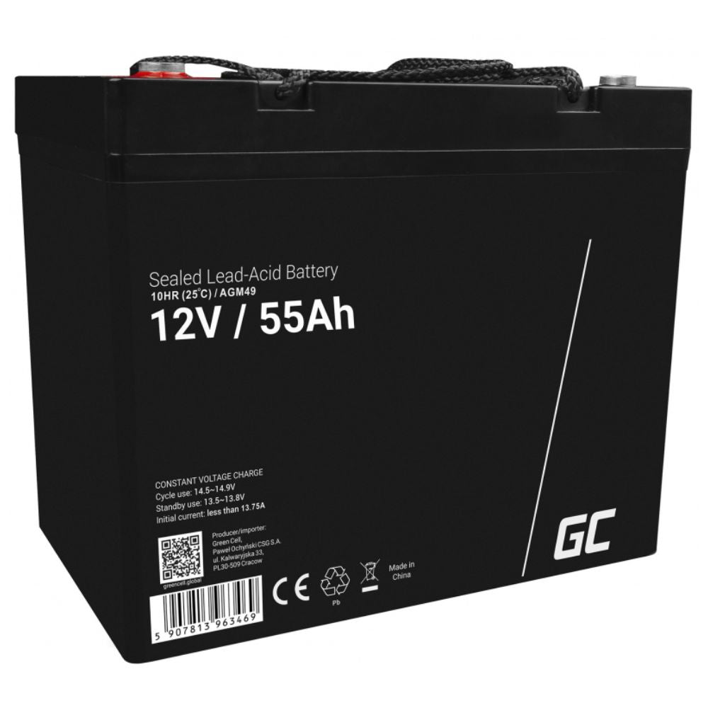 Bateria Chumbo Gel Agm 12V 55A Green Cell - NOVEDUC Equipamento Laboratório e Formação Profissional