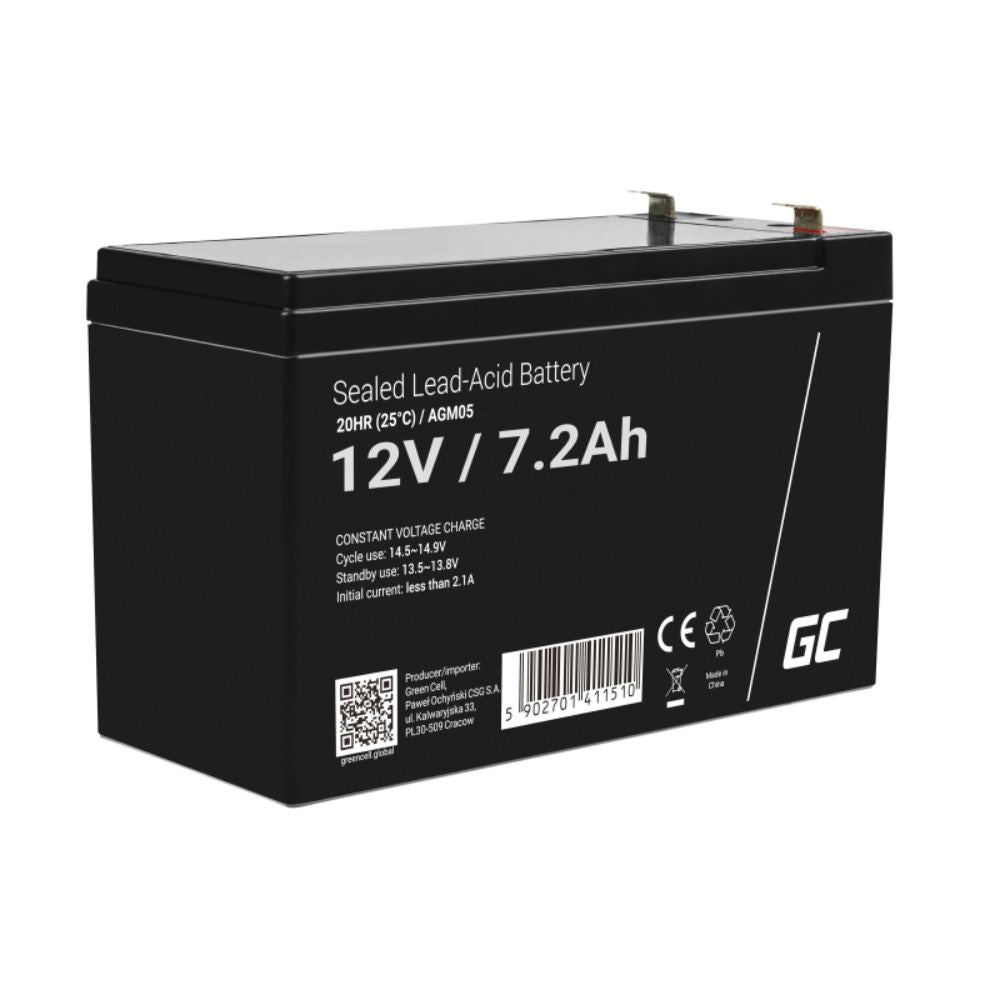 Bateria Chumbo Gel Agm 12V 7.2A Green Cell - NOVEDUC Equipamento Laboratório e Formação Profissional