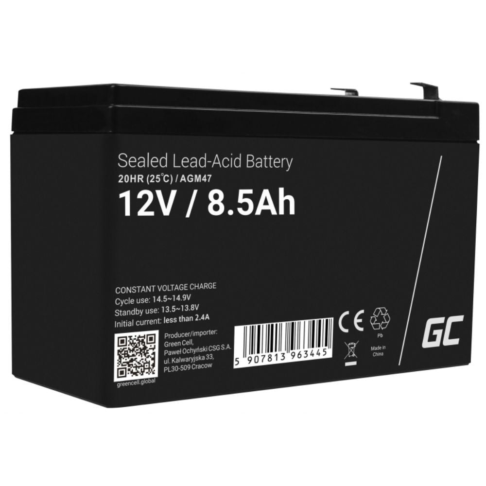 Bateria Chumbo Gel Agm 12V 8.5A Green Cell - NOVEDUC Equipamento Laboratório e Formação Profissional
