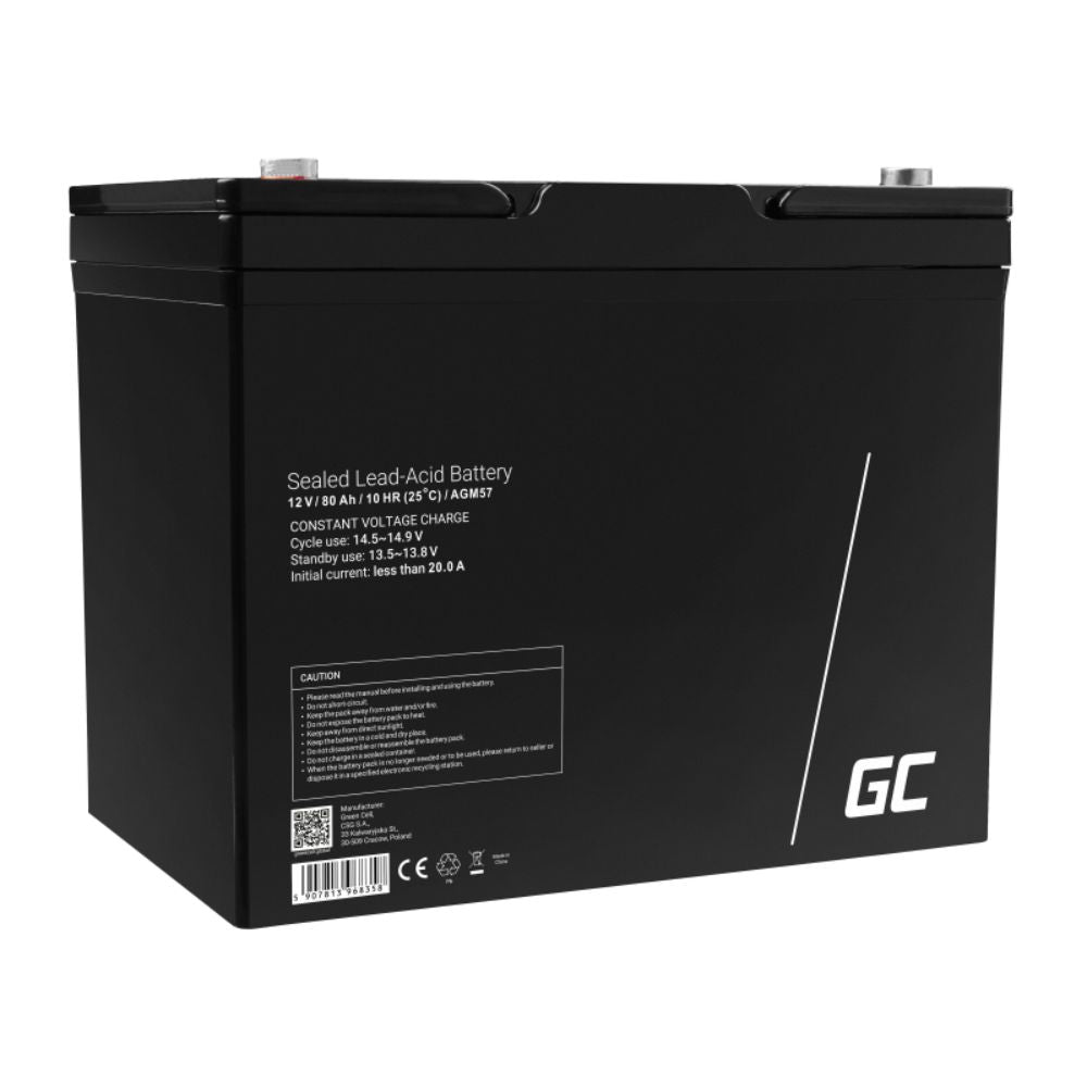Bateria Chumbo Gel Agm 12V 80A Green Cell - NOVEDUC Equipamento Laboratório e Formação Profissional