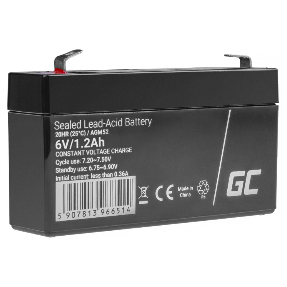 Bateria Chumbo Gel Agm 6V 1.2A Green Cell - NOVEDUC Equipamento Laboratório e Formação Profissional