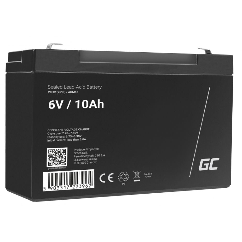 Bateria Chumbo Gel Agm 6V 10A Green Cell - NOVEDUC Equipamento Laboratório e Formação Profissional