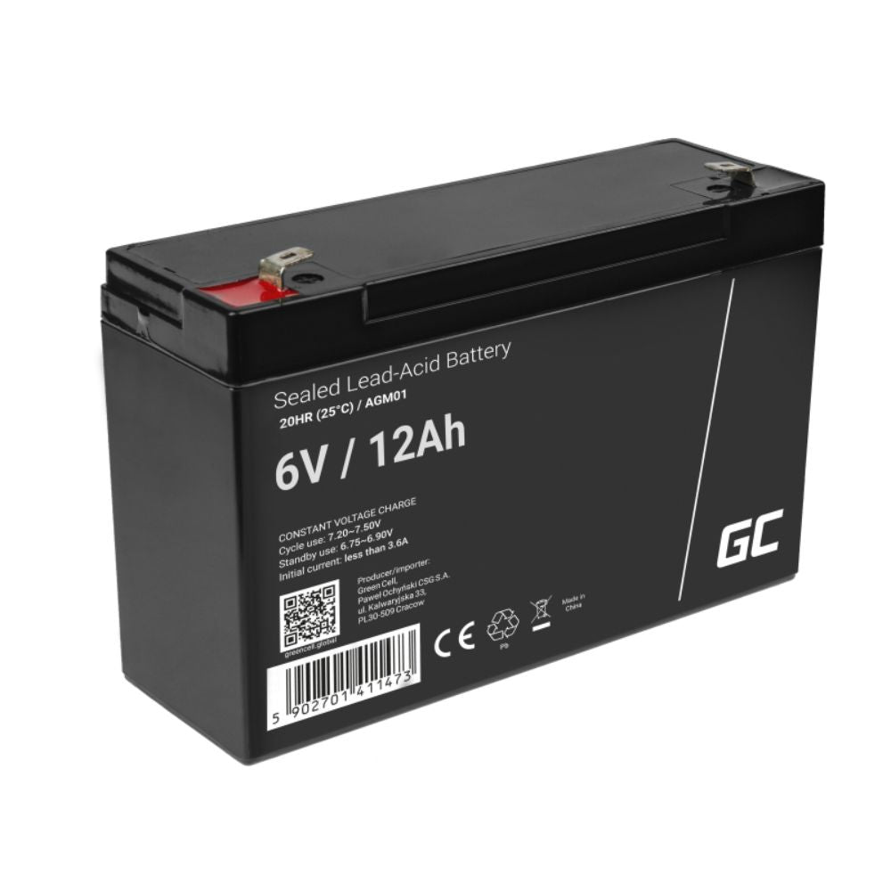 Bateria Chumbo Gel Agm 6V 12A Green Cell - NOVEDUC Equipamento Laboratório e Formação Profissional