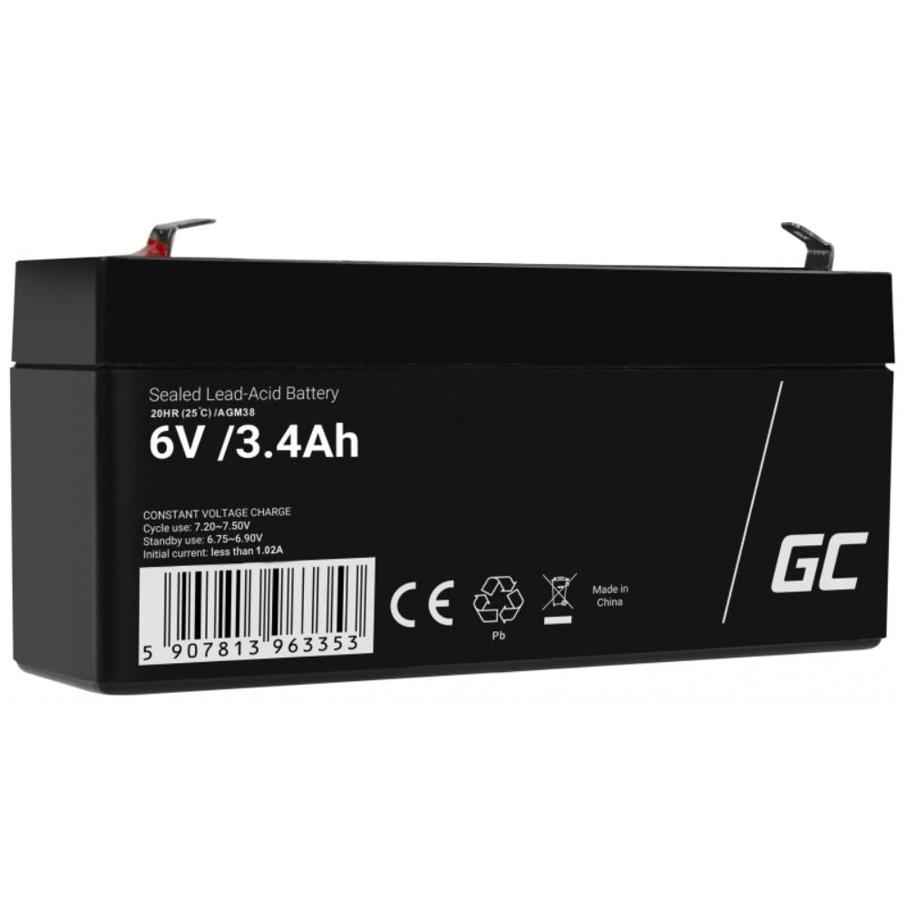 Bateria Chumbo Gel Agm 6V 3.4A Green Cell - NOVEDUC Equipamento Laboratório e Formação Profissional