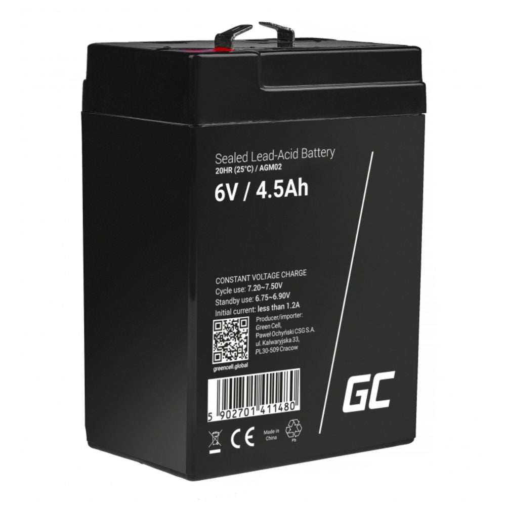 Bateria Chumbo Gel Agm 6V 4.5A Green Cell - NOVEDUC Equipamento Laboratório e Formação Profissional